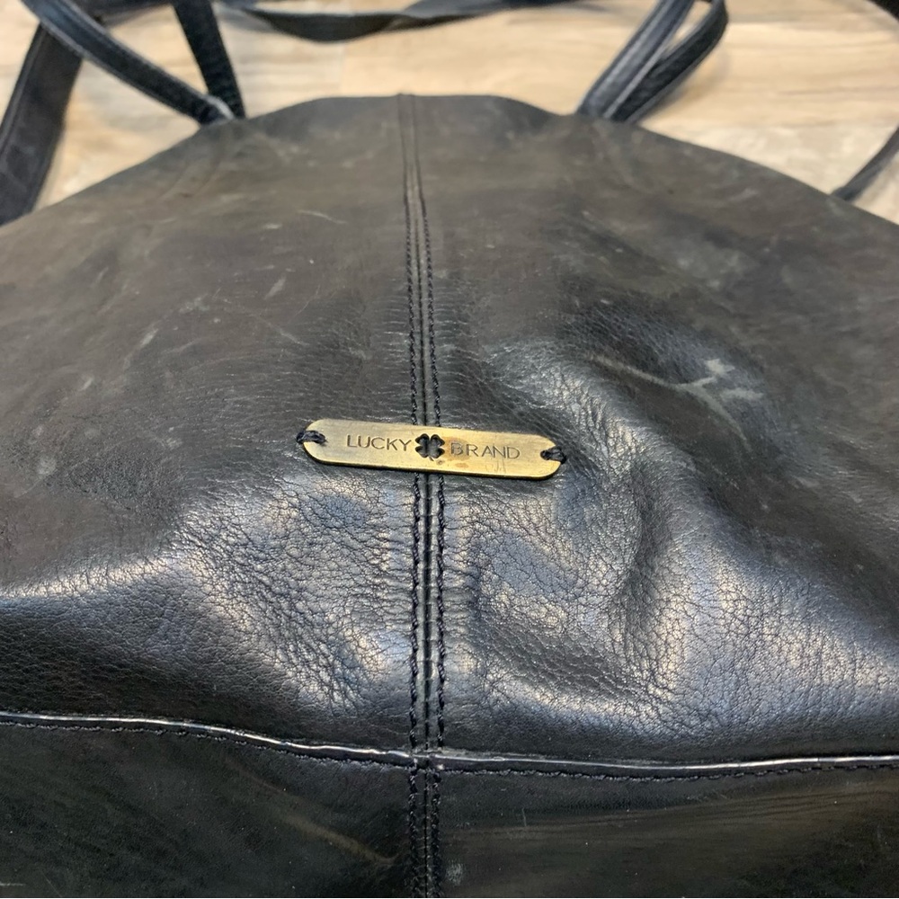 Lucky Brand VTG Leather Distressed Large Slouchy Crossbody Shoulder Bag - Picture 5 of 15